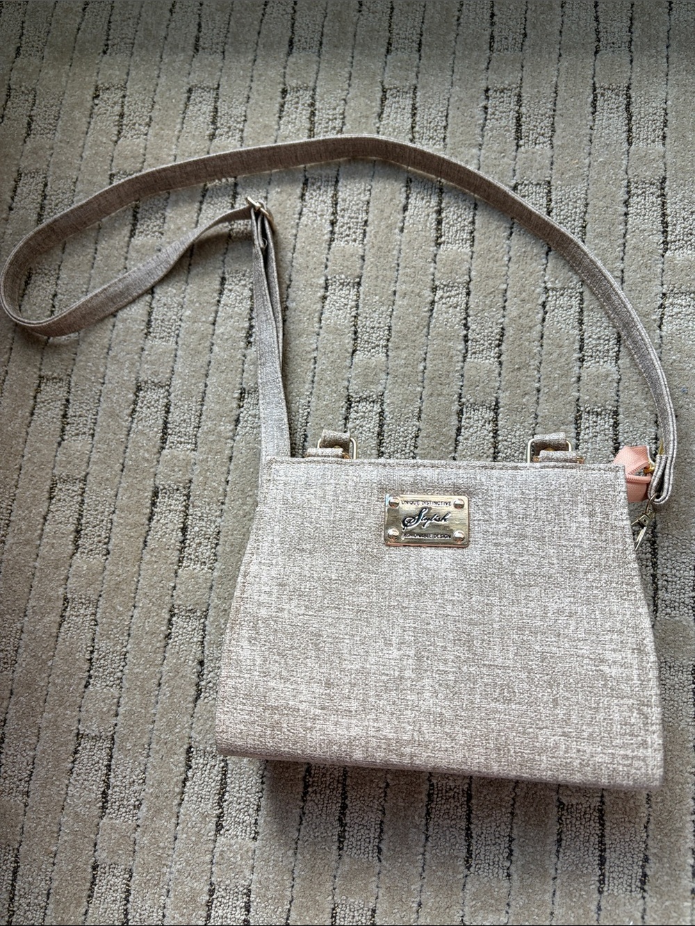 Stylish Brand Crossbody Bag in Light Beige
